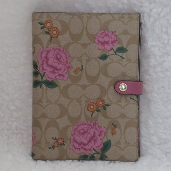 Coach | Office | Coach Signature Prairie Rose Notebook Khaki | Poshmark
